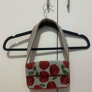 Anthropologie Red and Green Beaded Shoulder Bag